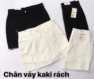 Chân váy kaki rách