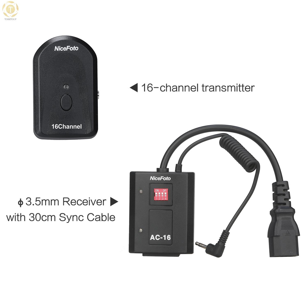 Shipped within 12 hours】 NiceFoto AC-16B 16 Channels Radio Wireless Remote Flash Trigger Transmitter 3.5mm Receiver with 6.35mm Adapter for All Studio Flashes and Outdoor Flashes Flash Trigger [TO]