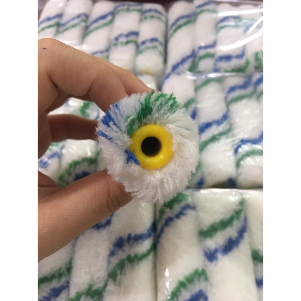 Cán ru lô Việt Mỹ 4 tấc và bông lăn sơn 2 sọc xanh 10cm