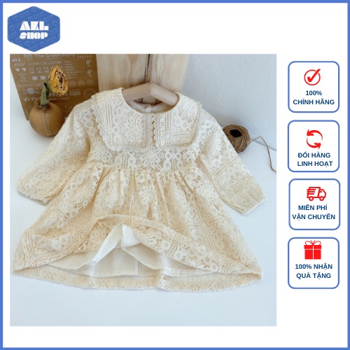 Váy công chúa bé gái cao cấp, đầm ren trắng Quảng Châu cho bé 1 tuổi đến 8 tuổi, nặng 10kg đến 25kg