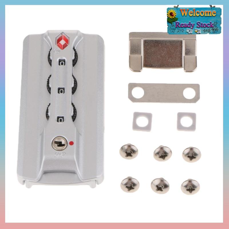 Ổ Khóa Số 3 Số TSA Bằng Nhôm Màu Bạc Tiện Dụng Cho Vali Du Lịch