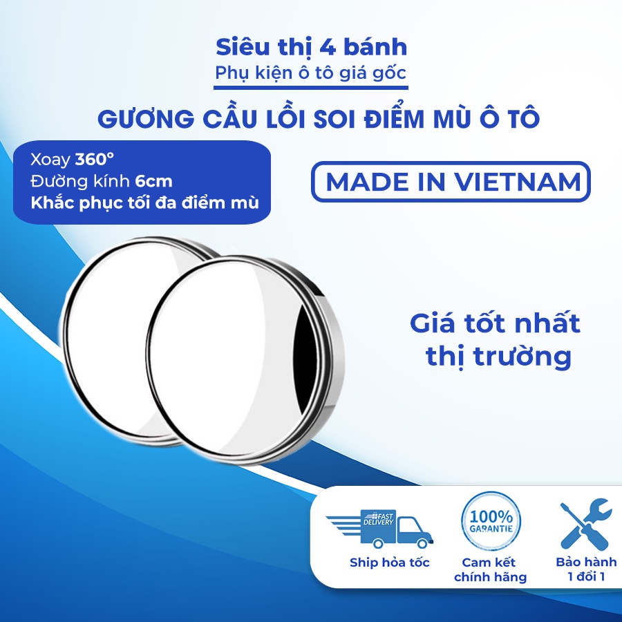 Gương cầu lồi, gương lồi có viền gắn kính hậu xe ô tô, xe hơi xoay 360 độ xóa điểm mù tráng bạc siêu rẻ - Tặng keo 3M