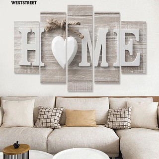 5 tấm tranh gắn tường trang trí hình chữ HOME & trái tim