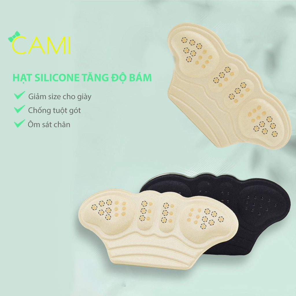 1 cặp lót giày giảm size bảo vệ gót chân, hạt silicone tăng độ bám - Cami - CMPK275