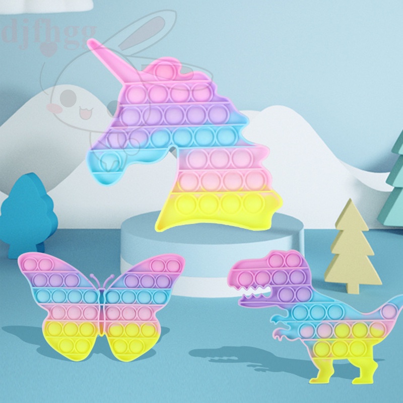 Pop It Fidget toy nhấn nút tròn giảm căng thẳng độc đáo / Đồ chơi ấn bong bóng màu cầu vồng vui nhộn / Đẩy bong bóng Giúp Giảm Căng Thẳng Hiệu Quả