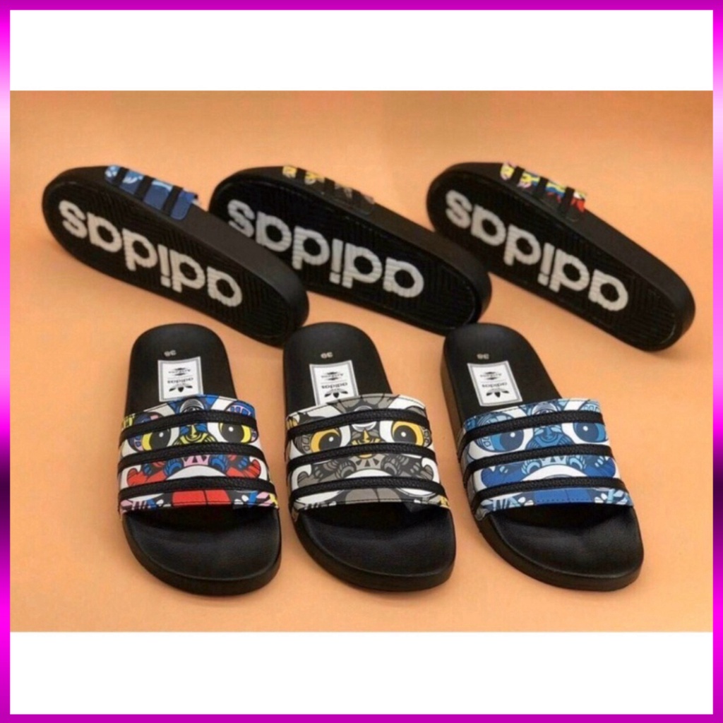 Dép Nam quai ngang adidas , dép unisex dáng thể thao in kỳ lân cá tính