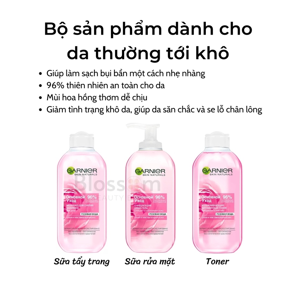 Toner nước hoa hồng cân bằng da Garnier Skinactive cho da thường tới hỗn hợp