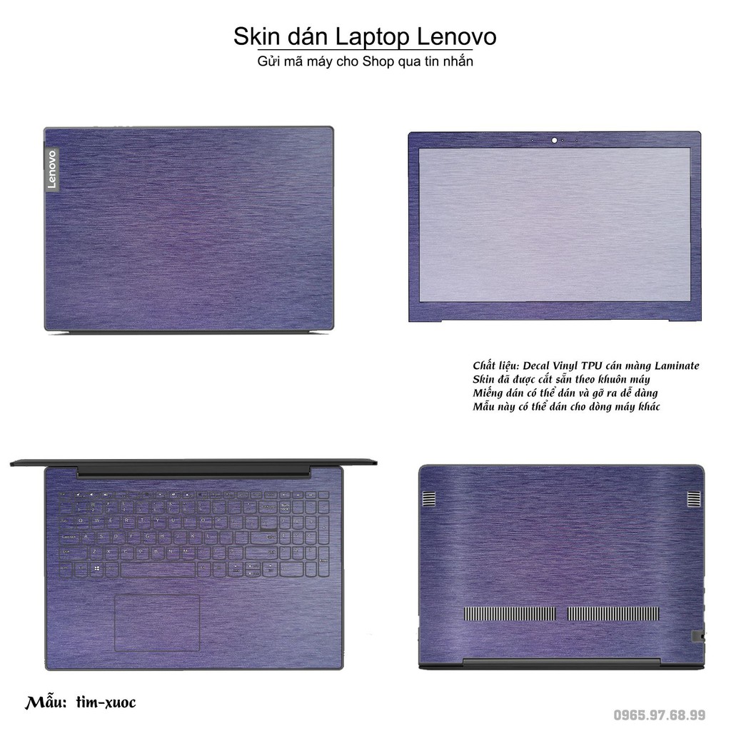 Skin dán Laptop Lenovo màu tím xước (inbox mã máy cho Shop)