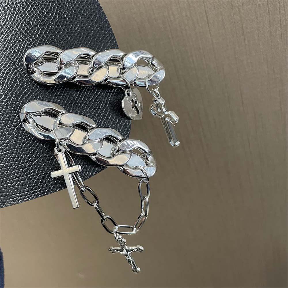 JARRED Kẹp Tóc Dây Xích Kim Loại Hình Trái Tim / Thánh Giá Phong Cách Hip Hop Cho Nữ