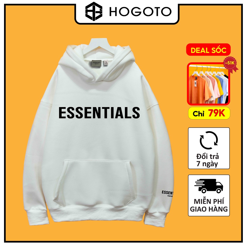 Áo nỉ hoodie Essentials In cao su nổi Hogoto shop , áo nỉ bông unisex nam nữ | BigBuy360 - bigbuy360.vn