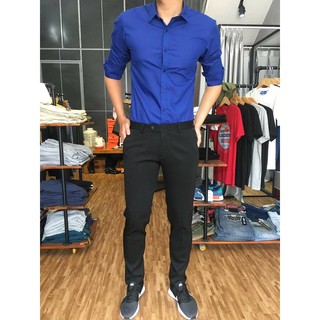 Áo sơ mi nam trơn cotton lụa Hàn Quốc dáng ôm