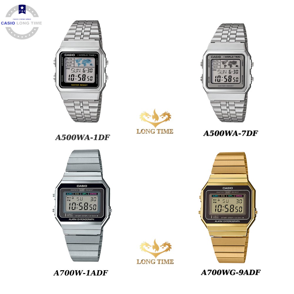 Đồng hồ nam nữ casio A700W-1ADF - A700WG-9ADF - A500WA-1DF - A500WA-7DF Chống Nước 5