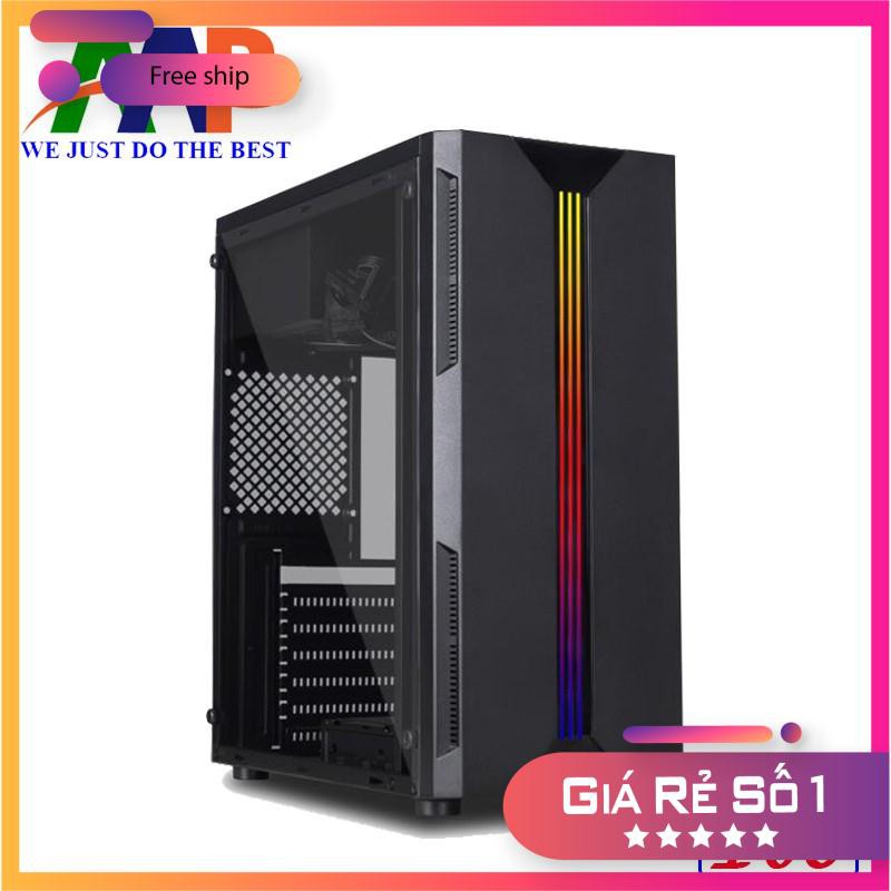 Vỏ Máy Tính AAP P06 GAMING (Mặt trước có sẵn dãy LED RGB + Mặt Hông Kính Cường Lực)