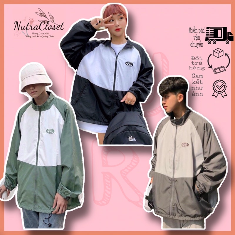 Áo khoác dù không nón 2 lớp có size nam nữ ulzzang