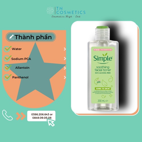 Nước Hoa Hồng Cho Da Nhạy Cảm Simple Kind To Skin Soothing Facial Toner 200ml TN2041 | BigBuy360 - bigbuy360.vn