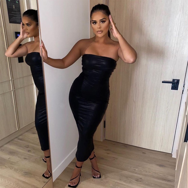 DUNEA Đầm ôm dáng hở vai thiết kế xẻ tà quyến rũ thời trang dành cho nữ