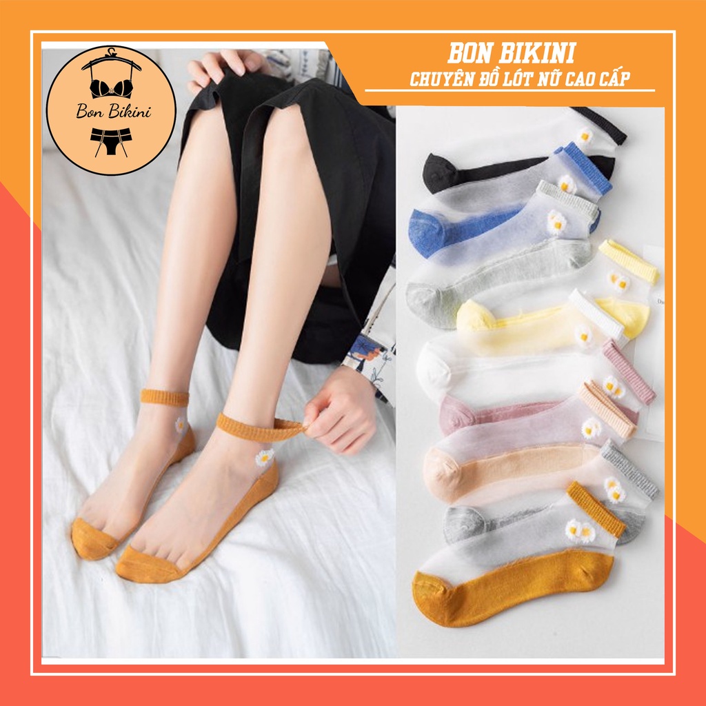 [Túi 10 đôi] Tất lưới nữ hoa cúc cổ ngắn hàn quốc cute Vớ chân lưới đẹp đi hài cổ thấp