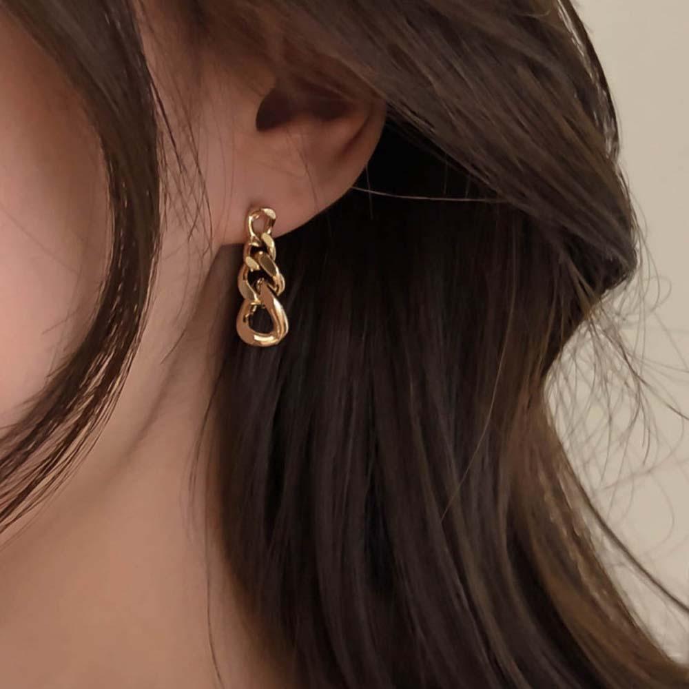 Khuyên tai nữ trang dáng dài tạo hình dây xích độc đáo