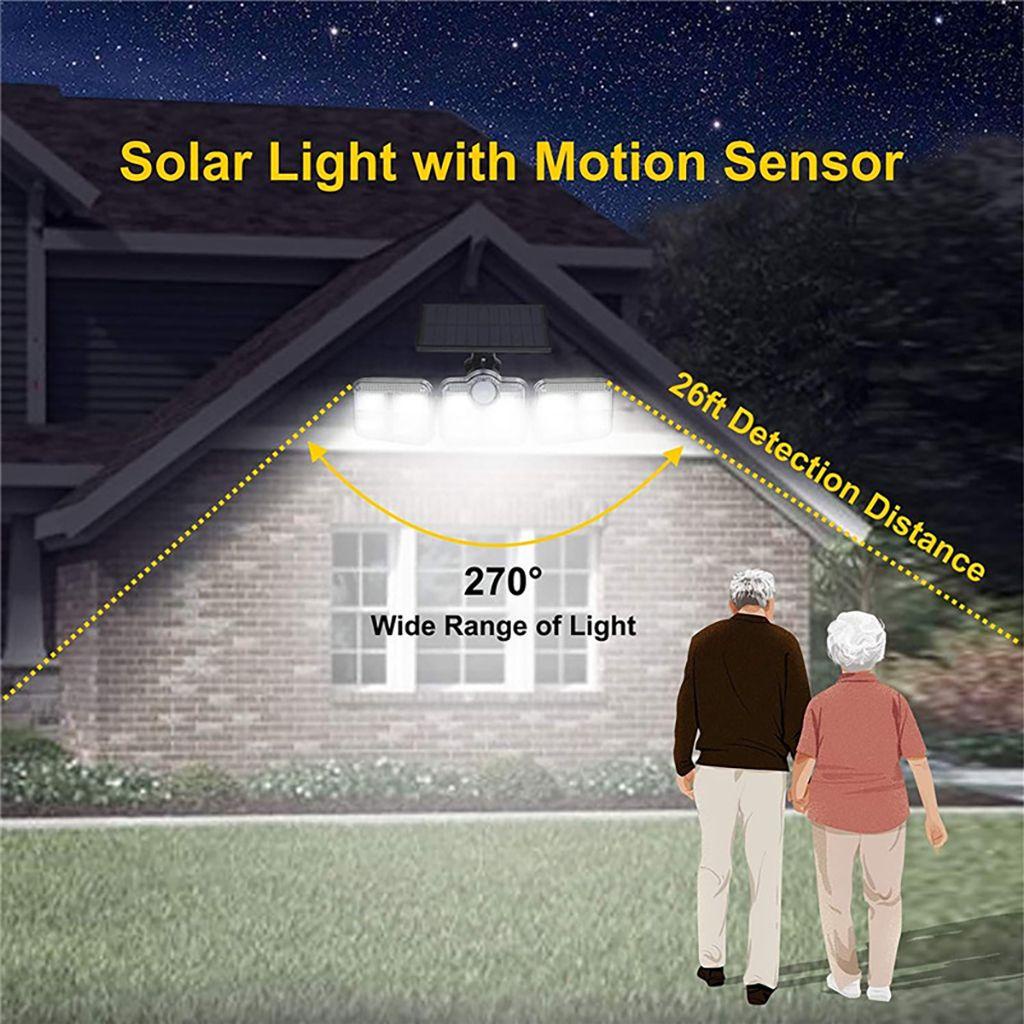 1 Đèn Led 3 Đầu Cảm Biến Góc Rộng Sử Dụng Năng Lượng Mặt Trời