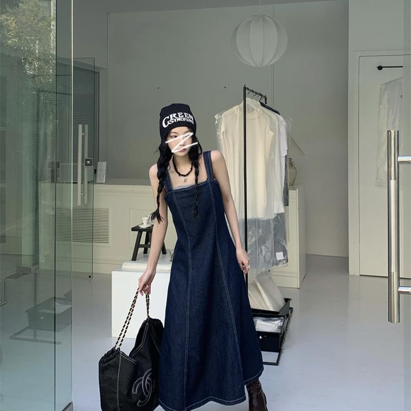 Đầm Denim Hai Dây Dáng Chữ A Phong Cách Mới Thời Trang Mùa Hè Cho Nữ