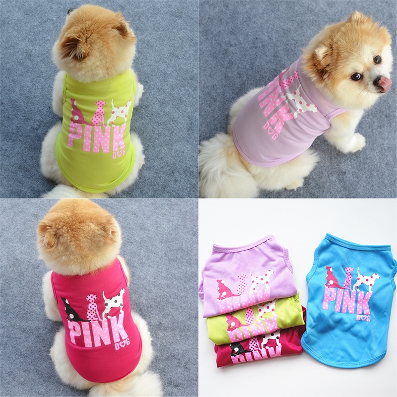 Áo Thun Cotton Không Tay Màu Hồng In Hoạ Tiết Công Chúa Xinh Xắn Cho Cún Cưng
