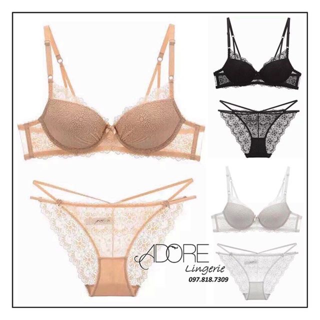 BỘ ĐỒ LÓT REN QUẦN DÂY có gọng & đệm mút 9213 | BigBuy360 - bigbuy360.vn