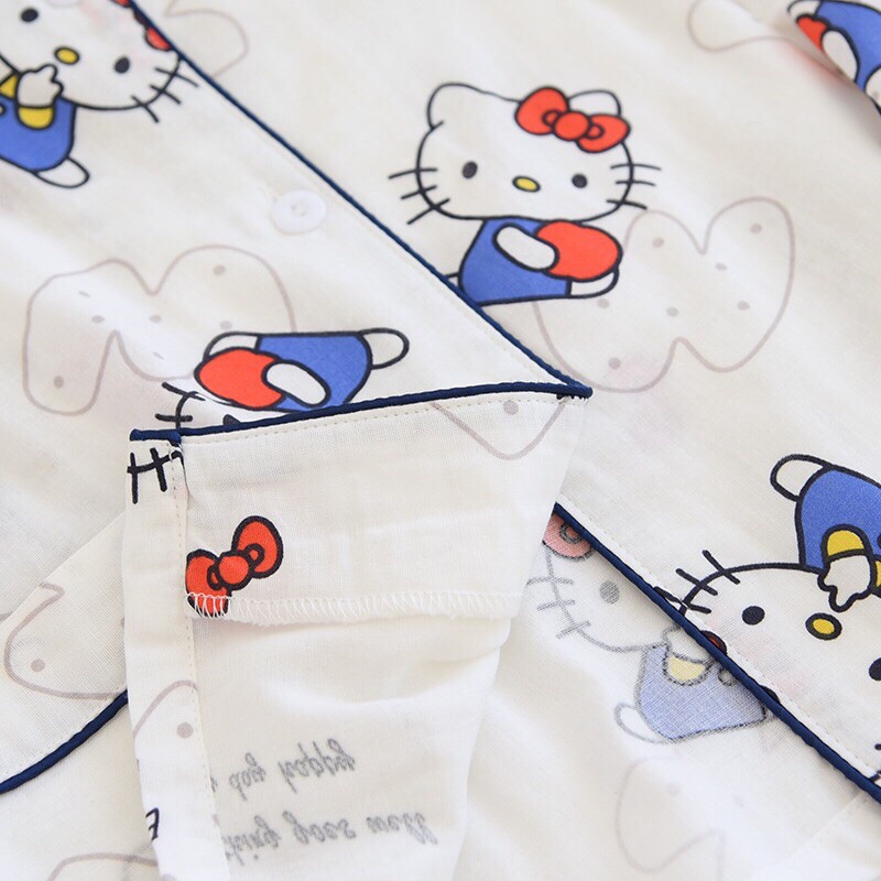 Pijama Sau Sinh Cho Con Bú Chất Xô Nhật Tay Dài Quần Dài Hoạ Tiết Hello Kitty Mẫu Mới 2021