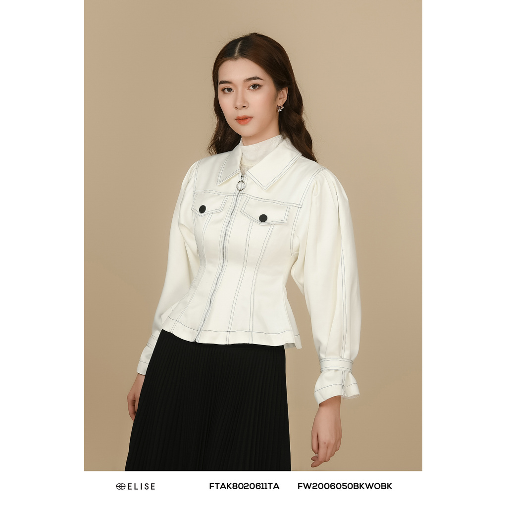 [Mã FAMALLT5 giảm 15% đơn 150k] Áo khoác trắng diễu chỉ Elise | BigBuy360 - bigbuy360.vn