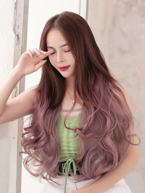 Tóc kẹp u xoăn nhuộm ombre