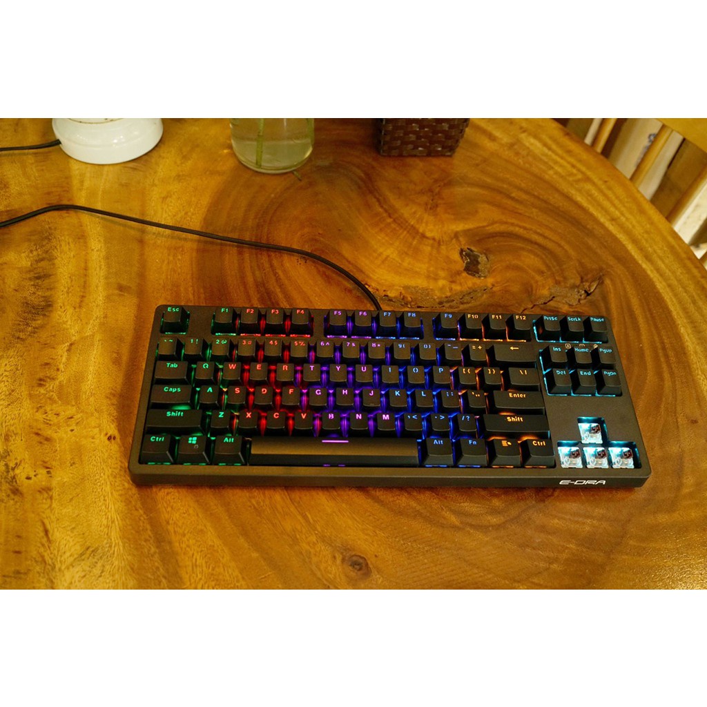 Bàn Phím Cơ EDRA EK387 Led Rainbow EDRA Switch - Dây Cap Typ C Cực Chất - Màu Đen - Phiên Bản Mới nhất 2022 - BH 2 năm