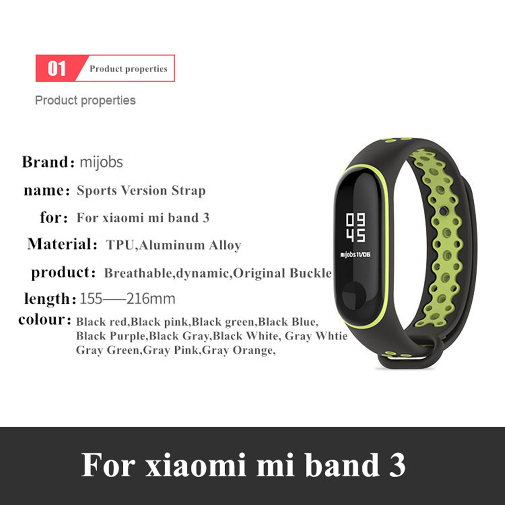 Dây Đeo XIAOMI MI MIJOBS XIAOMI Silicon Màu Trơn Kiểu Dáng Thể Thao Cho Mi Band 3 4 Mi Band 3