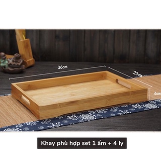 Khay trà chữ nhật bằng tre, khay úp ly