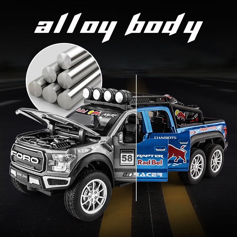 Mô Hình Xe Hơi Ford Raptor Bằng Hợp Kim Tỉ Lệ 1: 28 Có Đèn Và Nhạc