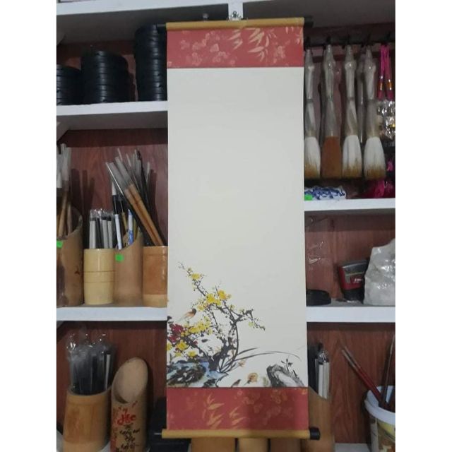 combo 10 Giấy viết thư pháp có nẹp treo. Giấy viết thư pháp 20x55cm