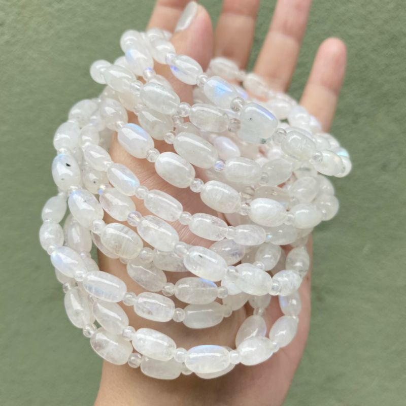 Vòng Tay Lu Thống Moonstone Mặt Trăng Size 5mm