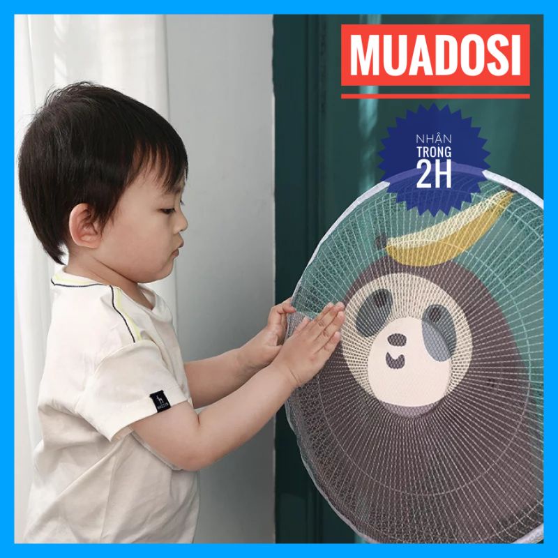 [ Có Dây Rút] Màn Lưới Bọc Quạt Họa Tiết Cute An Toàn Cho Bé