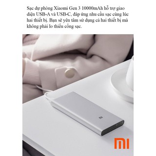 Pin dự phòng Xiaomi 10000mAh Gen 3, bản 2019, có sạc nhanh /Chính hãng