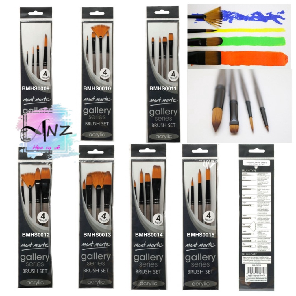 Bộ cọ vẽ màu acrylic Mont Marte/ Mont Marte Gallery series brush set acrylic