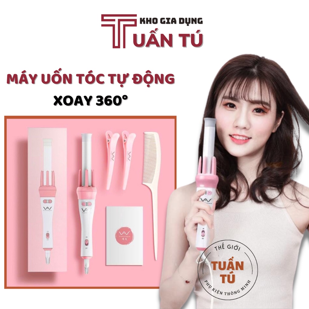 Máy uốn tóc xoăn xoay tự động 360 VIVID & VOGUA tặng kèm kẹp tóc và lược - Tuấn Tú Office Store