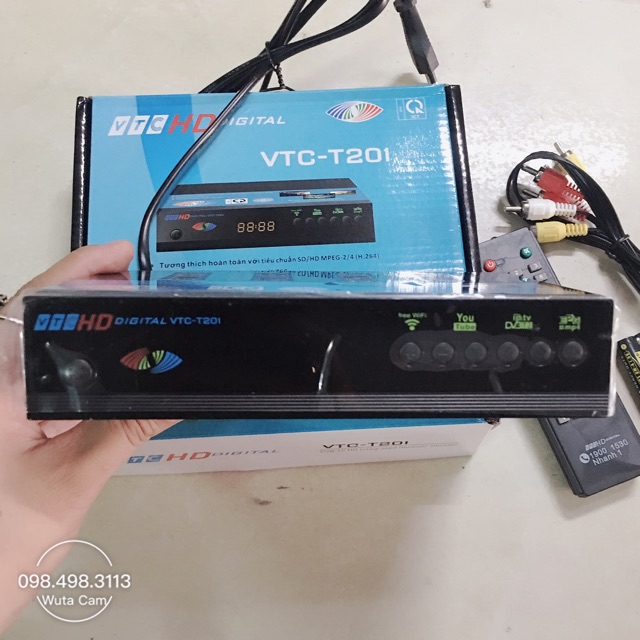 Đầu thu Kỹ thuật số DVB T2 VTC T201, xem truyền hình miễn phí trọn đời ( Tặng Kèm Bộ AngTen 15m Dây )