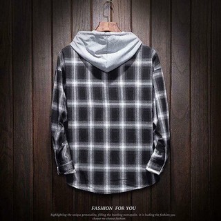 Áo FLANNEL Xám  + Đỏ Có Nón