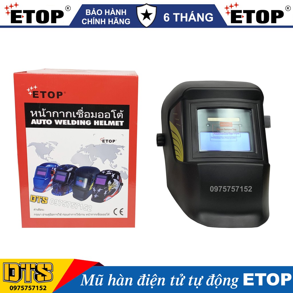 Mũ hàn điện tử tự động đổi màu ETOP KM-1600 - Mặt nạ hàn điện tử thông minh, núm xoay điều chỉnh ánh sáng