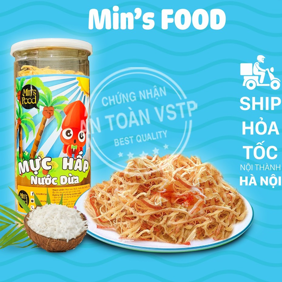 Mực xé sợi hấp nước dừa 300g ăn vặt Min's Food vừa ngon vừa rẻ