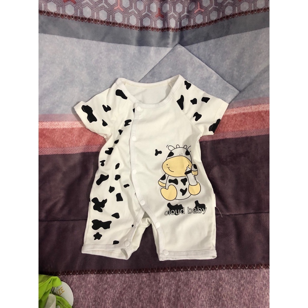 (VẢI CAO CẤP) Bộ Body cộc tay, Bodysuit cho bé trai bé gái chất cotton hình Bò Sữa dễ thương từ 3-12kg