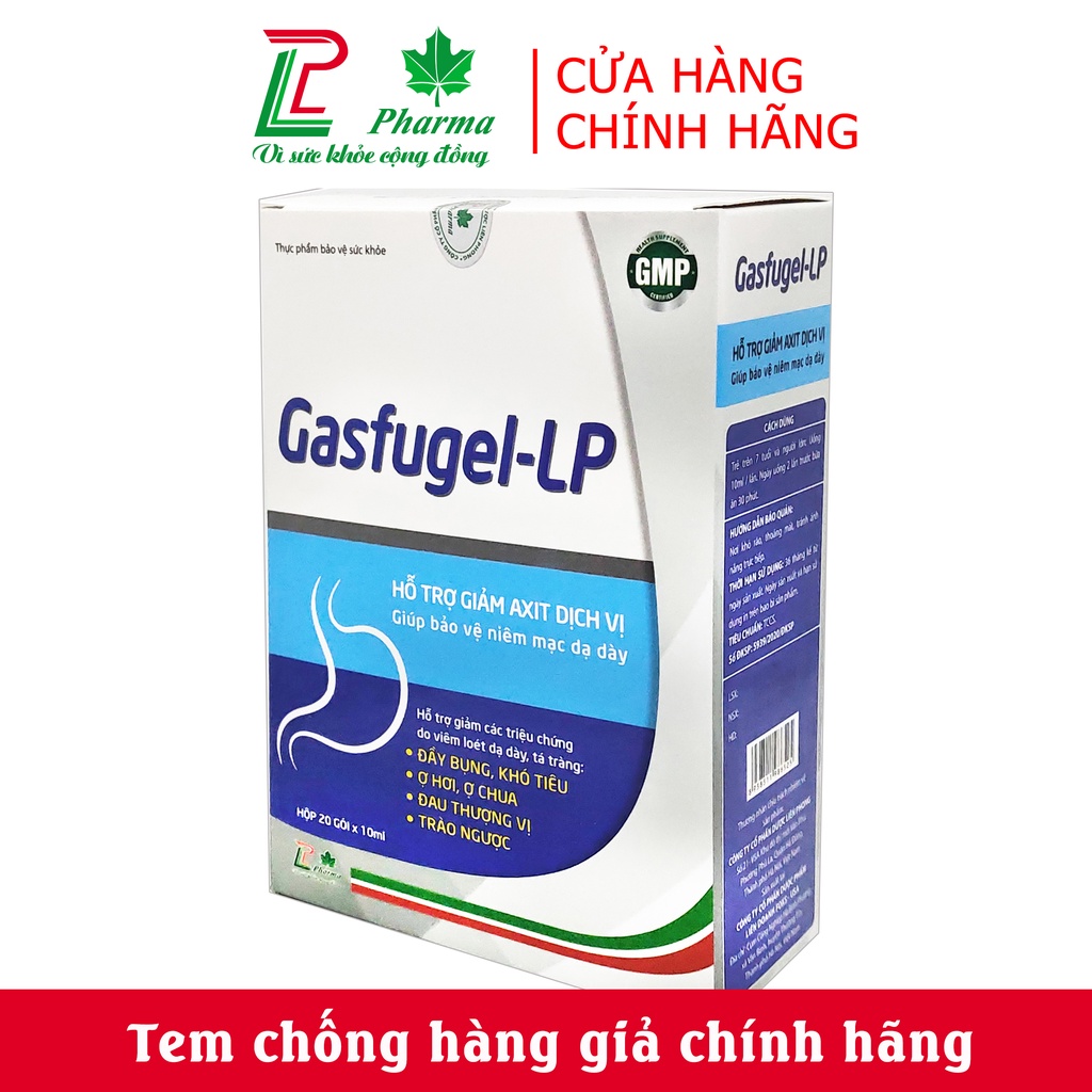 Gel giảm đau dạ dày Gasfugel LP - giúp giảm ợ hơi, đầy bụng, trào ngược thực quản hiệu quả - Hộp 20 gói