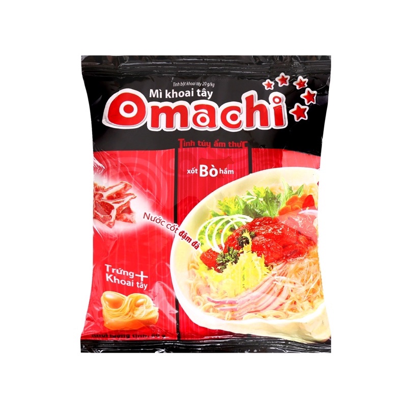 Mì omachi tôm sườn bò đủ vị ( gói 80g )