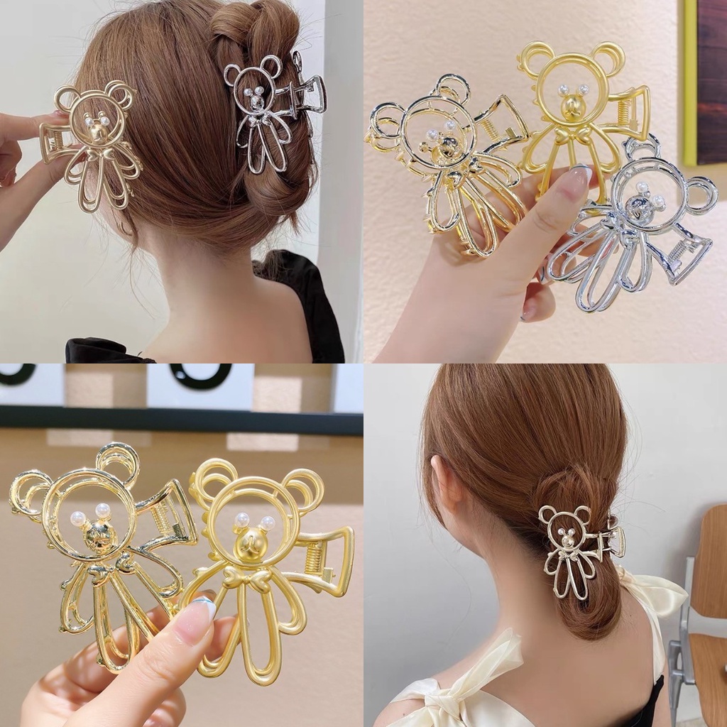 Kẹp tóc cỡ lớn hình đầu gấu thời trang mùa hè cho nữ