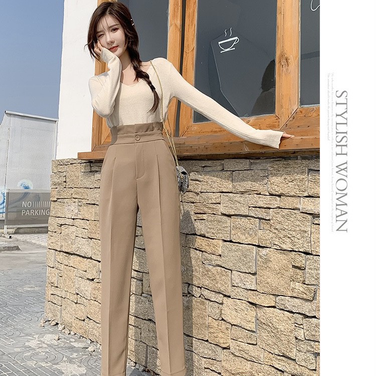Quần baggy nữ lưng cao cạp bèo xếp ly, Quần baggy nữ chất tuyết mưa loại 1 xịn xò