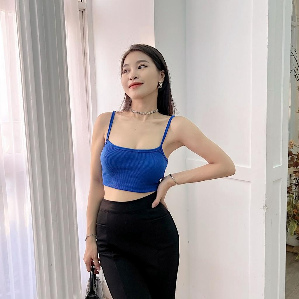 Áo 2 dây croptop thun gân nhiều màu mùa hè xinh xắn Callene (L1762)