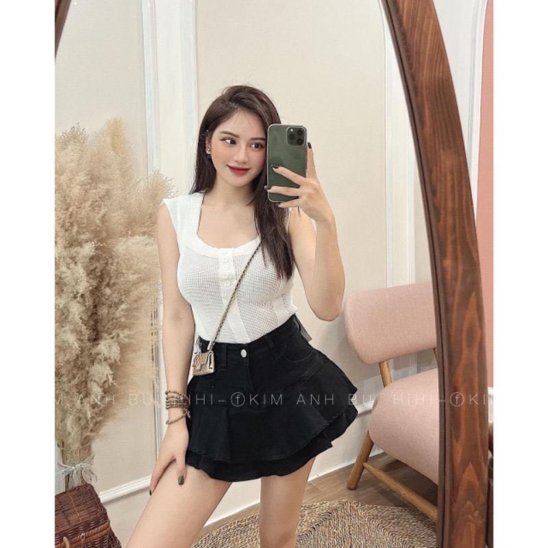 Áo len khuy cổ vuông hàng QC